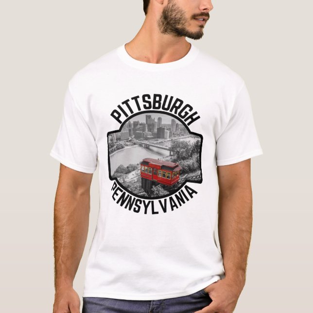 Pittsburgh Pennsylvania Steel City Skyline Incline T-Shirt (Vorderseite)