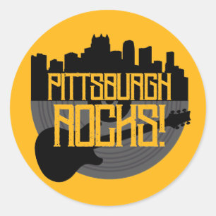 Pittsburgh Pennsylvania Steel City Skyline Music C Runder Aufkleber