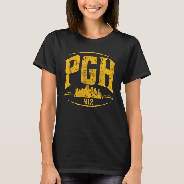 Pittsburgh Pennsylvania Steel City Skyline Pgh 412 T-Shirt (Vorderseite)