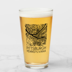 Pittsburgh Pennsylvania Steel City Vintage Karte 4 Glas