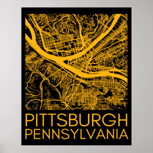 Pittsburgh Pennsylvania Steel City Vintage Karte Poster