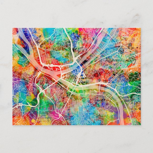 Pittsburgh Pennsylvania Street Karte (Vorderseite)