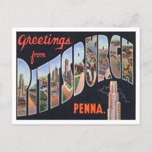 Pittsburgh, Pennsylvania Vintag Big Letters Postkarte