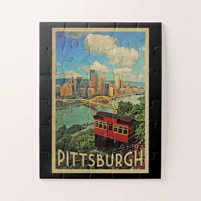 Pittsburgh Pennsylvania Vintage Reise Puzzle (Vertikal)