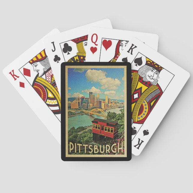 Pittsburgh Pennsylvania Vintage Reise Spielkarten (Rückseite)