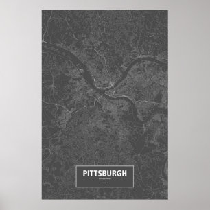 Pittsburgh, Pennsylvania (weiß auf schwarz) Poster