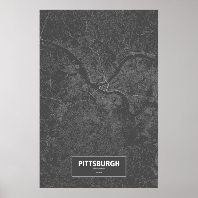Pittsburgh, Pennsylvania (weiß auf schwarz) Poster (Vorne)