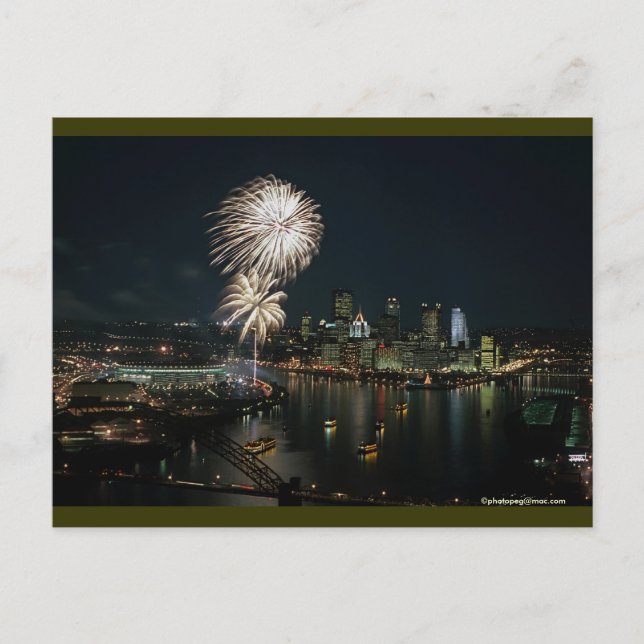 Pittsburgh Postcard Light Up Night "One of a Kind" Postkarte (Vorderseite)