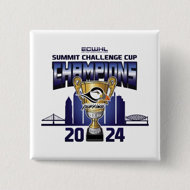 Pittsburgh Puffins Summit Challenge Cup Champions Button (Vorderseite)
