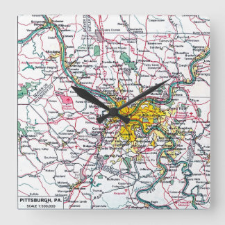 Pittsburgh Quadratische Wanduhr