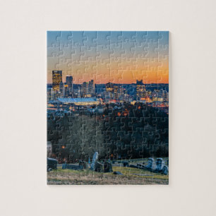 Pittsburgh-Skyline am Sonnenuntergang Puzzle