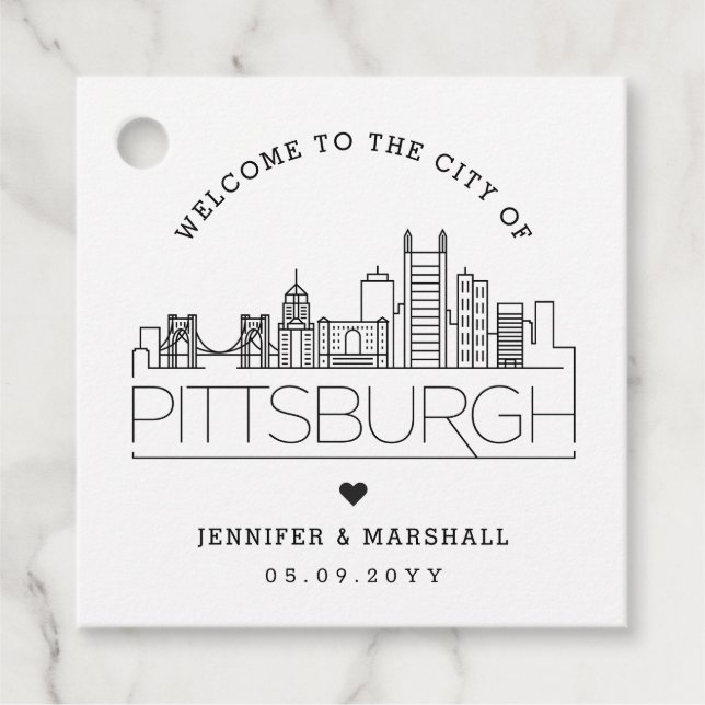 Pittsburgh Skyline | Begrüßung Geschenkanhänger (Vorderseite)