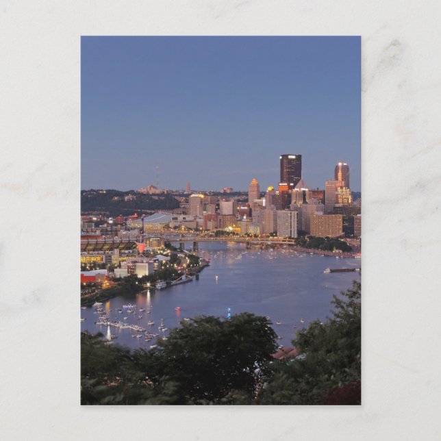 Pittsburgh Skyline bei Dusk Postkarte (Vorderseite)