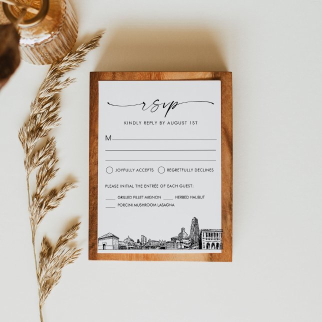 Pittsburgh Skyline City Wedding RSVP Response Card (Von Creator hochgeladen)