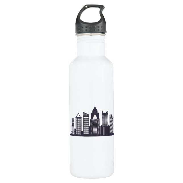 Pittsburgh Skyline Edelstahlflasche (Vorderseite)