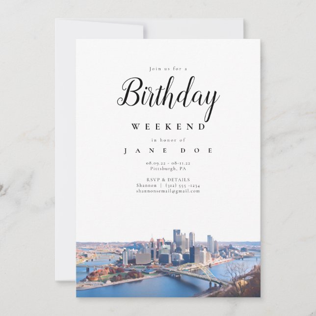 Pittsburgh Skyline Einladung zum Geburtstagsende (Vorderseite)