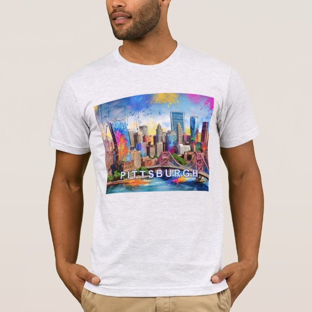 Pittsburgh Skyline Graffiti Art T-Shirt (Vorderseite)
