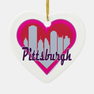 Pittsburgh Skyline Herz Keramikornament