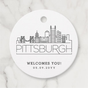 Pittsburgh Skyline   Hochzeit Begrüßung Gefallen Geschenkanhänger