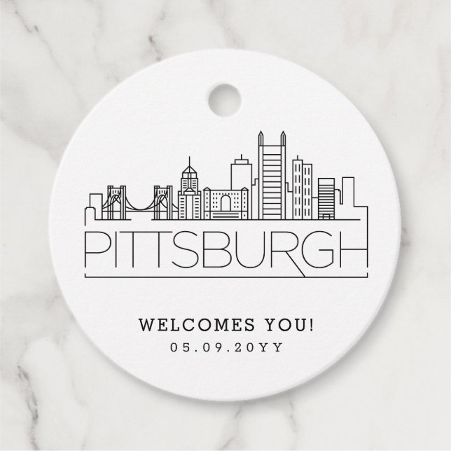 Pittsburgh Skyline | Hochzeit Begrüßung Gefallen Geschenkanhänger (Vorderseite)