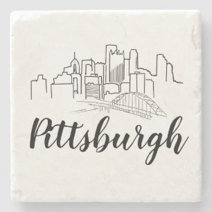 Pittsburgh Skyline Illustration Art Steinuntersetzer