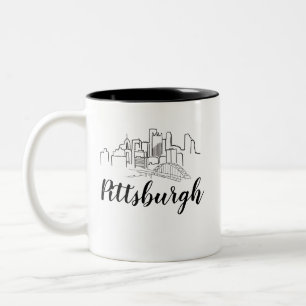 Pittsburgh Skyline Illustration Zweifarbige Tasse