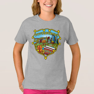 Pittsburgh-Skyline im Stadt-Schild T-Shirt