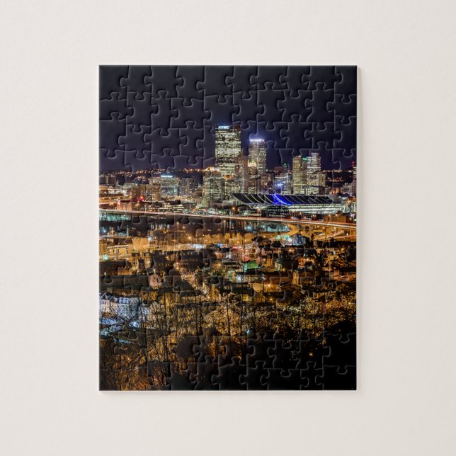 Pittsburgh-Skyline nachts Puzzle (Vertikal)