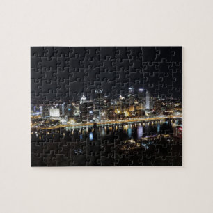 Pittsburgh-Skyline nachts vom Berg Washington Puzzle