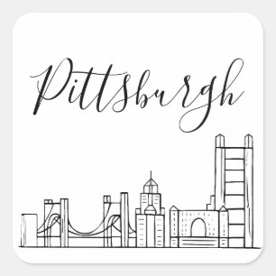 Pittsburgh Skyline Quadratischer Aufkleber