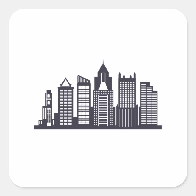 Pittsburgh Skyline Quadratischer Aufkleber (Vorderseite)