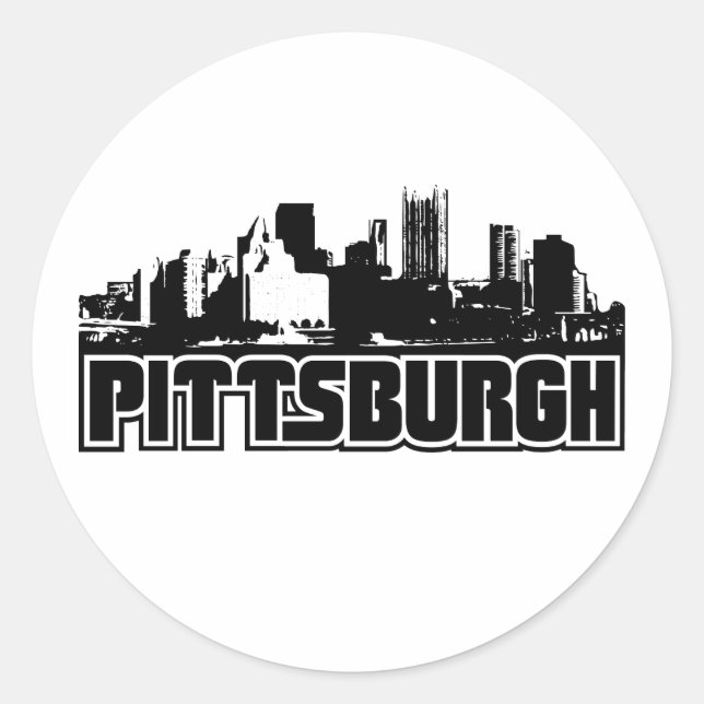 Pittsburgh Skyline Runder Aufkleber (Vorderseite)