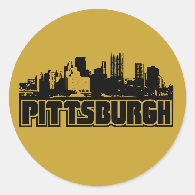 Pittsburgh-Skyline Runder Aufkleber (Vorderseite)