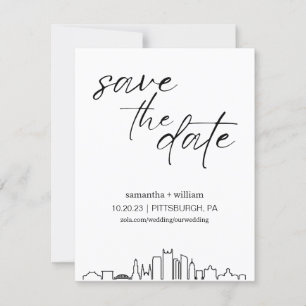Pittsburgh Skyline Save the Date MINIMALISTISCH Einladung