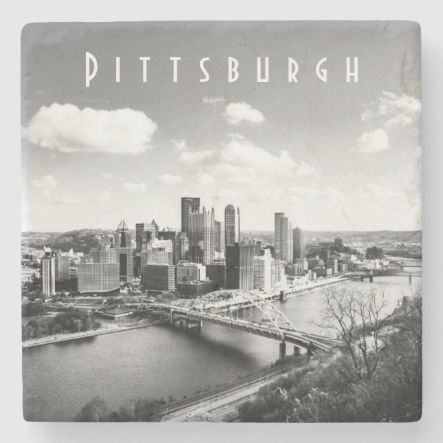 Pittsburgh Skyline Stone Untersetzer (Vorderseite)