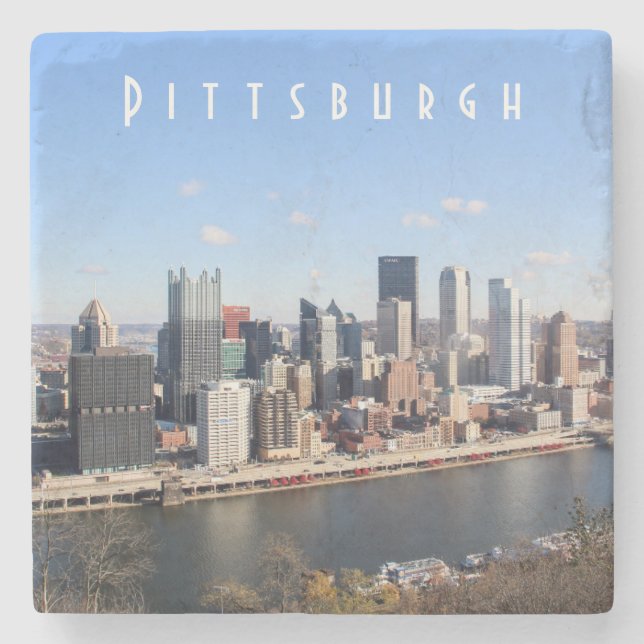 Pittsburgh Skyline Stone Untersetzer (Vorderseite)