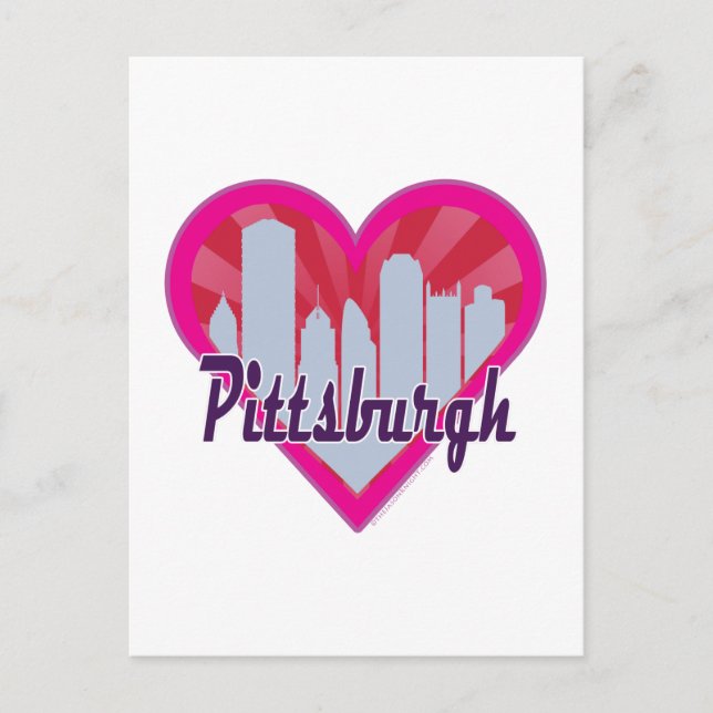 Pittsburgh Skyline Sunburst Herz Postkarte (Vorderseite)