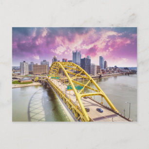 Pittsburgh Skyline und Fort Pitt Bridge Postkarte