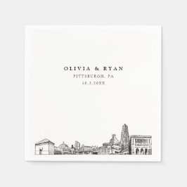 Pittsburgh Skyline Wedding Paper Cocktail Napkin Serviette