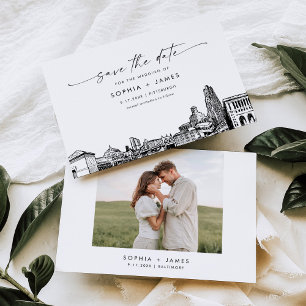 Pittsburgh Skyline Wedding Save the Date Card Einladung