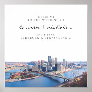 Pittsburgh Skyline Wedding Welcome Sign Poster