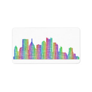 Pittsburgh-Stadt-Skyline Adressaufkleber