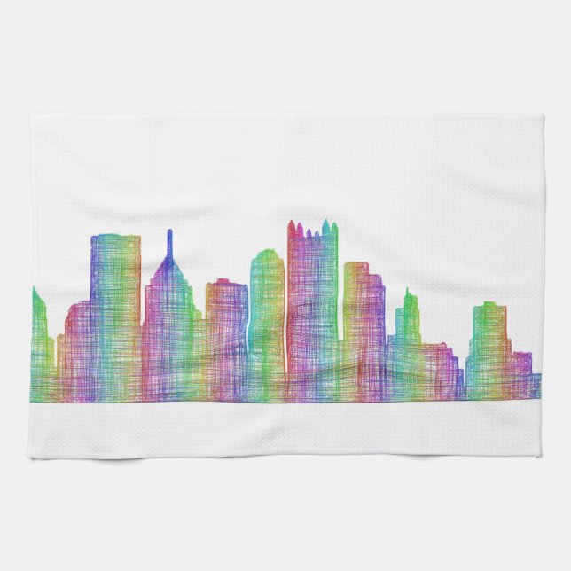 Pittsburgh-Stadt-Skyline Handtuch (Horizontal)