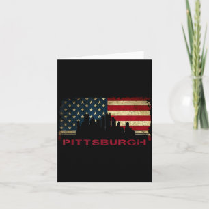 Pittsburgh Stadt-Skyline Kunst USA-Flagge Stahlsta Karte