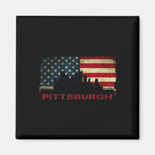 Pittsburgh Stadt-Skyline Kunst USA-Flagge Stahlsta Magnet