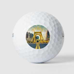 Pittsburgh Steel City Skyline 412 Pennsylvania Can Golfball