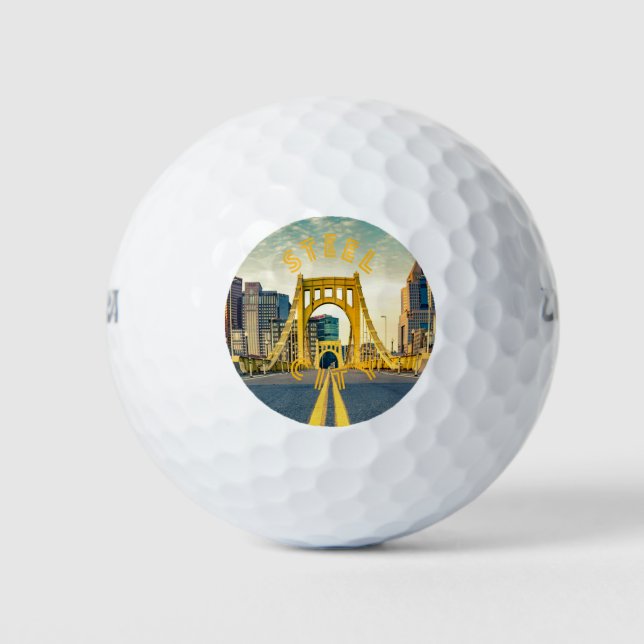 Pittsburgh Steel City Skyline 412 Pennsylvania Can Golfball (Vorderseite)