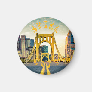 Pittsburgh Steel City Skyline 412 Pennsylvania Can Magnet