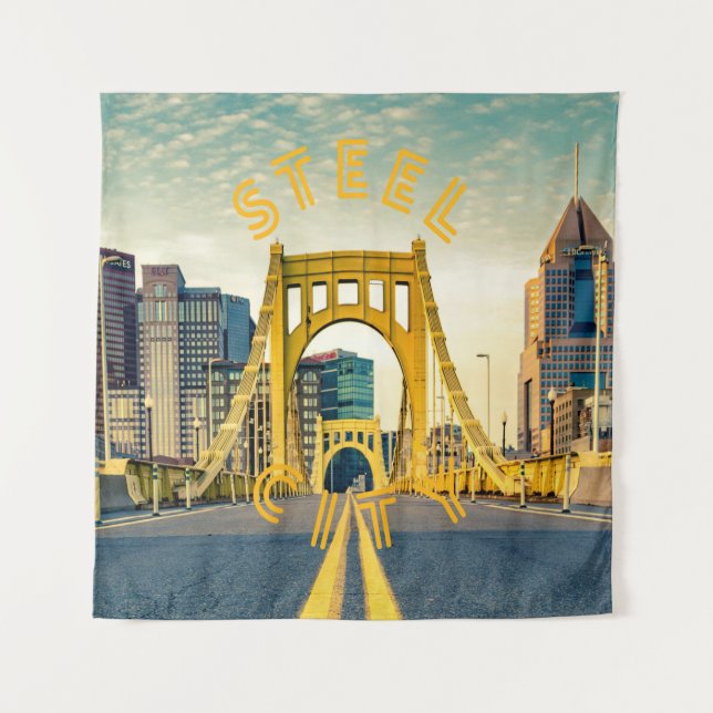 Pittsburgh Steel City Skyline 412 Pennsylvania Can Wandteppich (Vorderseite)