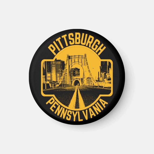 Pittsburgh Steel City Skyline Bridge Pennsylvania  Magnet (Vorne)